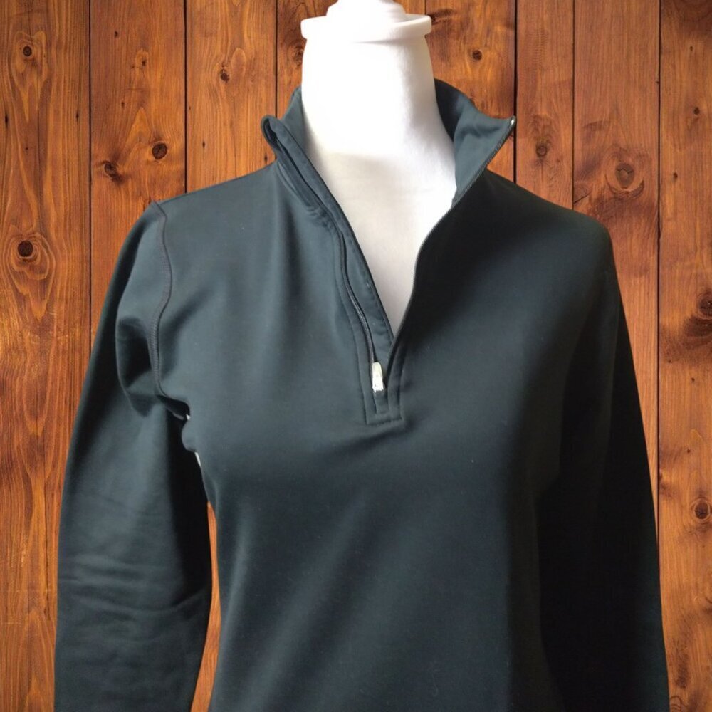 NIKE WOMEN'S MEDIUM (8-10) BLACK 1/4 ZIP PULLOVER SWEATER SWOOSH ACTIVEWEAR - Picture 3 of 4